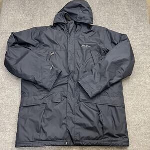 Eddie Bauer Jacket Mens 2XL Tall Blue Weatheredge Hooded Parka Fleece Lined Coat
